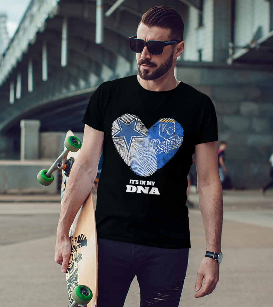 Dallas Cowboys Kansas City Royals Heart It's In My DNA T-Shirt