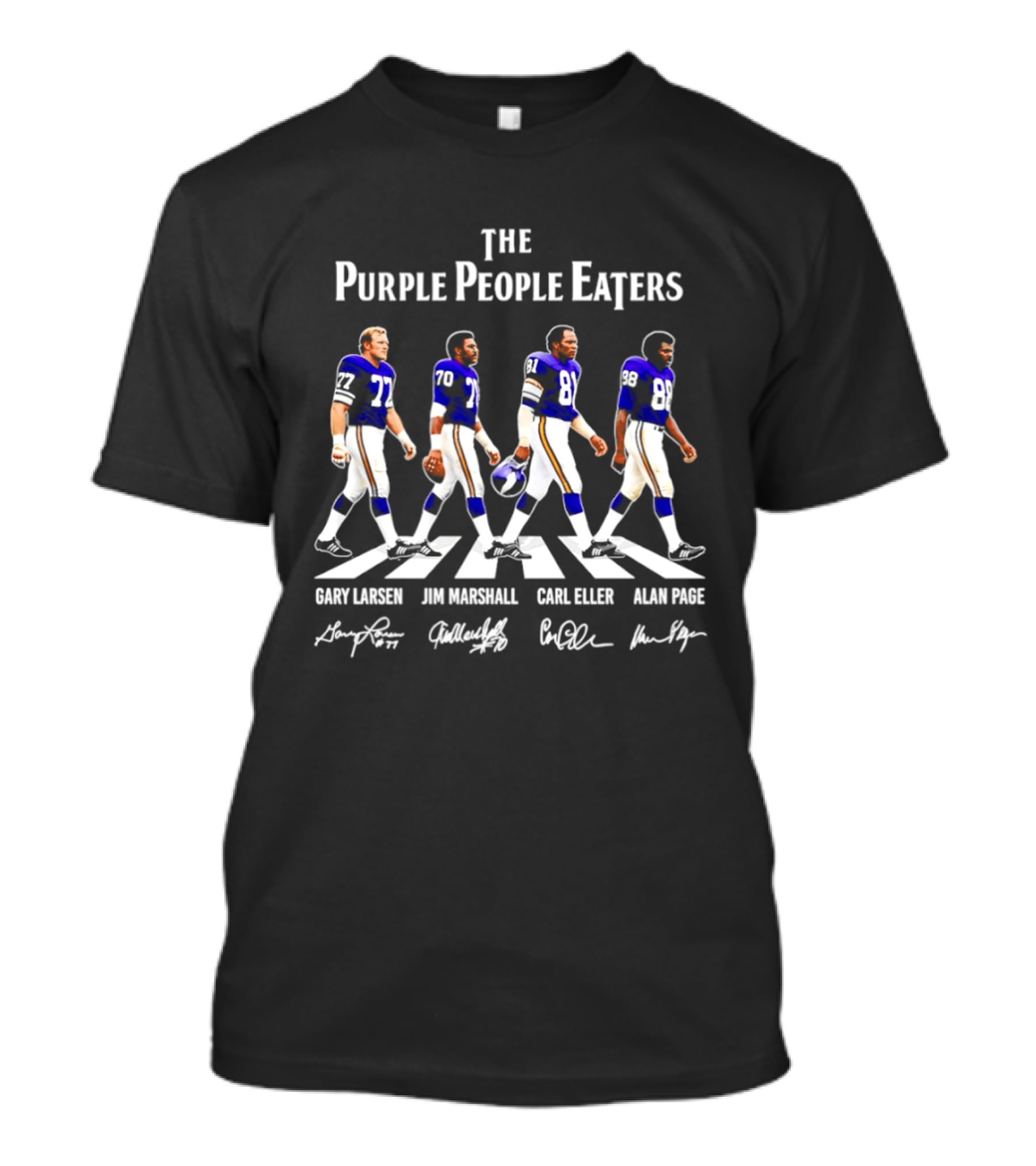 Minnesota Vikings The Purple People Eaters Gary Larsen Jim Marshall Carl Eller Alan Page Abbey Road T-Shirt