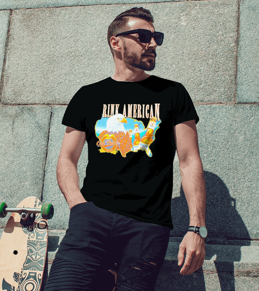 Old Row Drink American Bald Eagle Beer USA Map Rink American T-Shirt