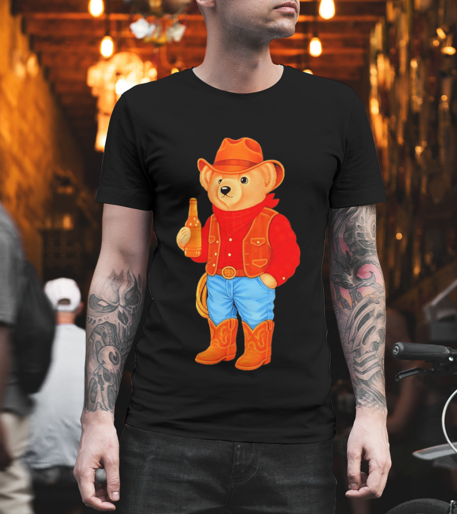 Polo Bear Cowboy Western Boots Hat And Bottle T-Shirt