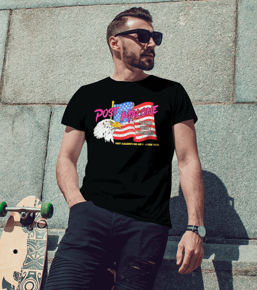 Post Malone Big Ass America Tour Celebrating 250th Birthday Eagle Flag T-Shirt