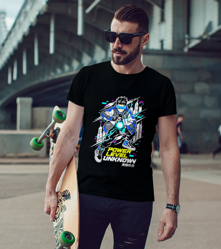 Power Level Unlocked Cyberpunk Anime Boy Rider T-Shirt