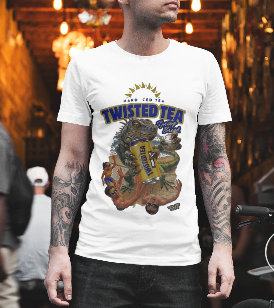 Twisted Tea Hard Iced Tea Spring Break Iguana Volleyball Wave Gods T-Shirt