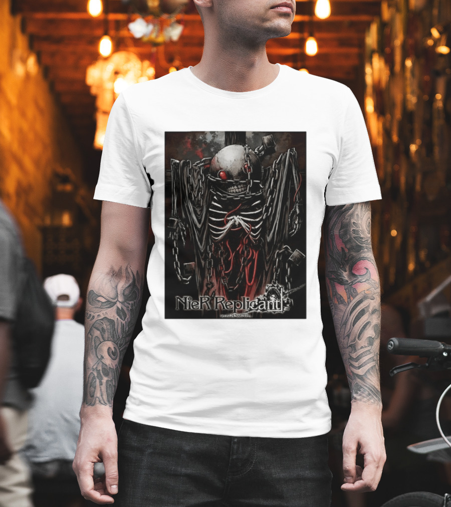 Nier Replicant Red Eye Skulls Chains Grim Aesthetic T-Shirt