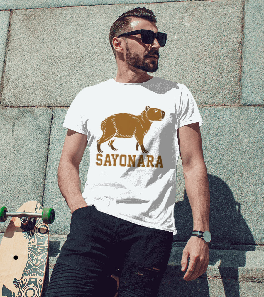 Sayonara Capybara Brown Rodent Farewell T-Shirt