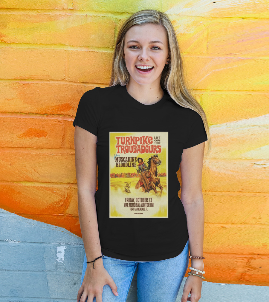Turnpike Troubadours Live On Tour Featuring Muscadine Bloodline War Memorial Auditorium Fort Lauderdale October 23 T-Shirt