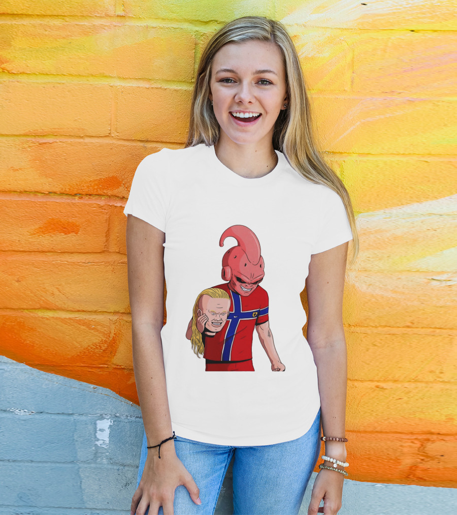Majin Buu Holding Erling Haaland With Norway Football Jersey T-Shirt
