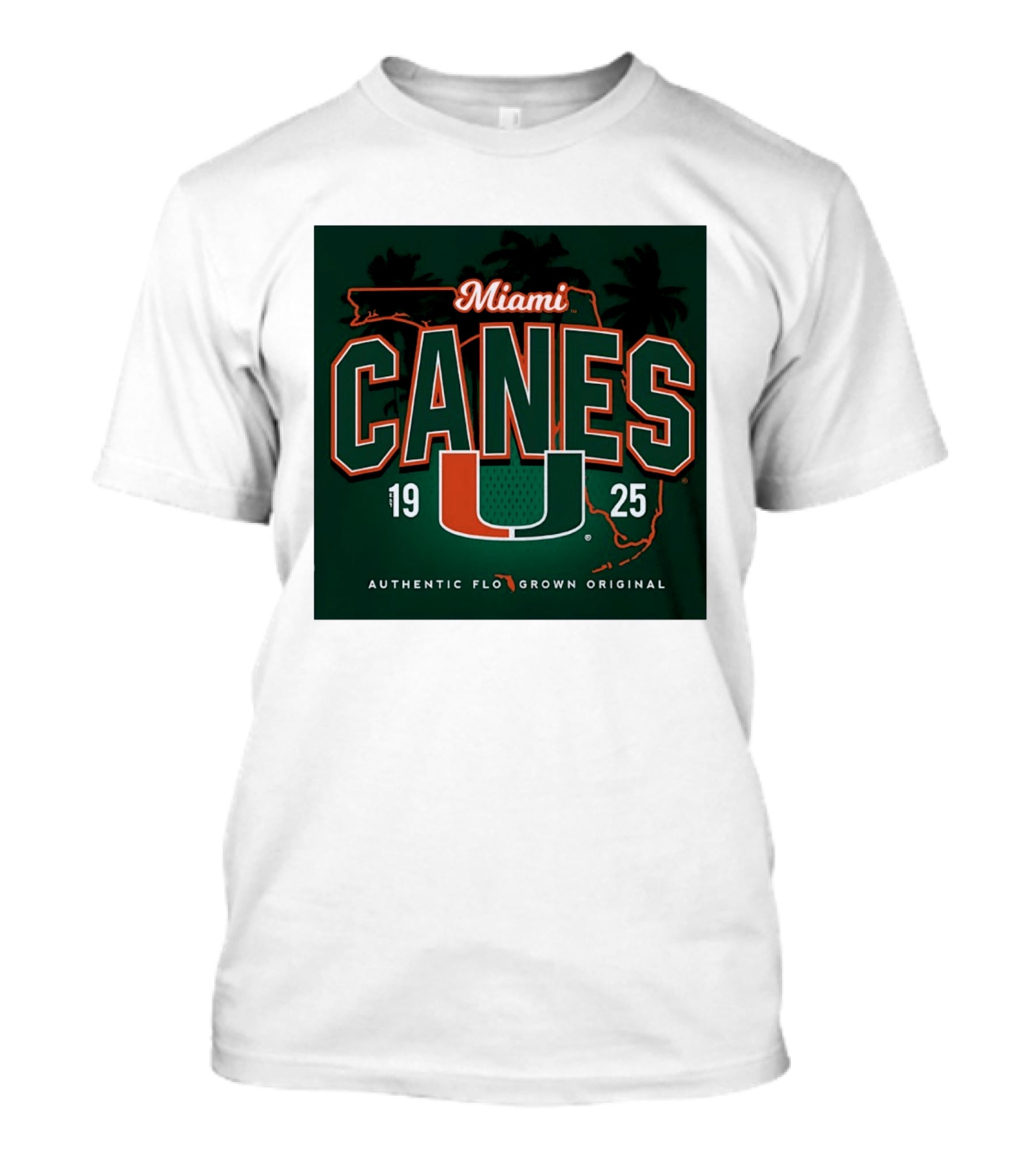 Miami Hurricanes Canes U Authentic Flo Grown 1925 Palm Trees T-Shirt