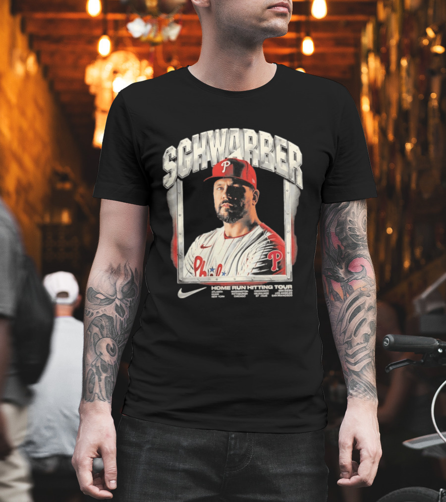 Philadelphia Phillies Kyle Schwarber Home Run Hitting Tour 2026 Nike Baseball T-Shirt