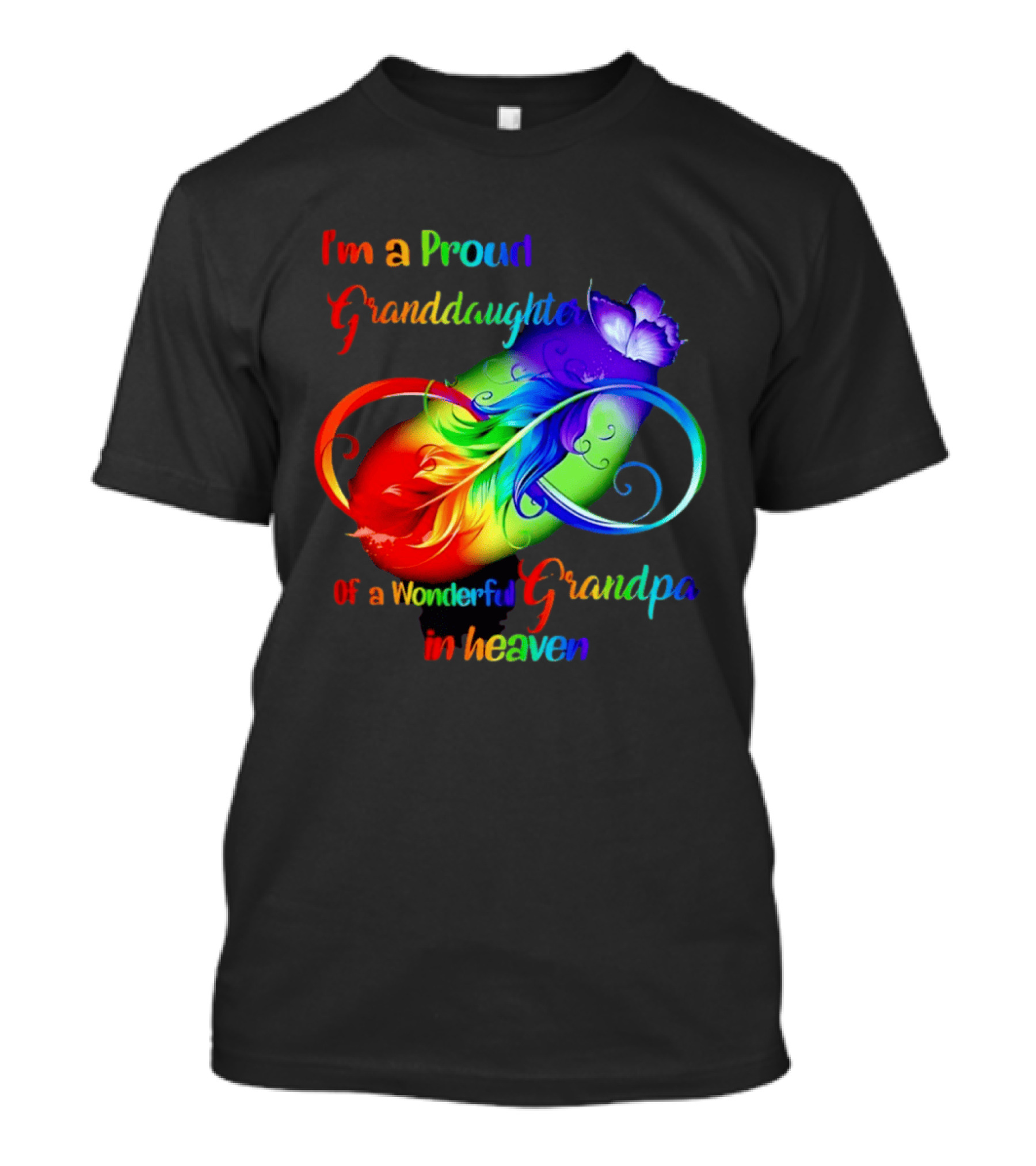 I'm A Proud Granddaughter Of A Wonderful Grandpa In Heaven With Heart And Wings T-Shirt