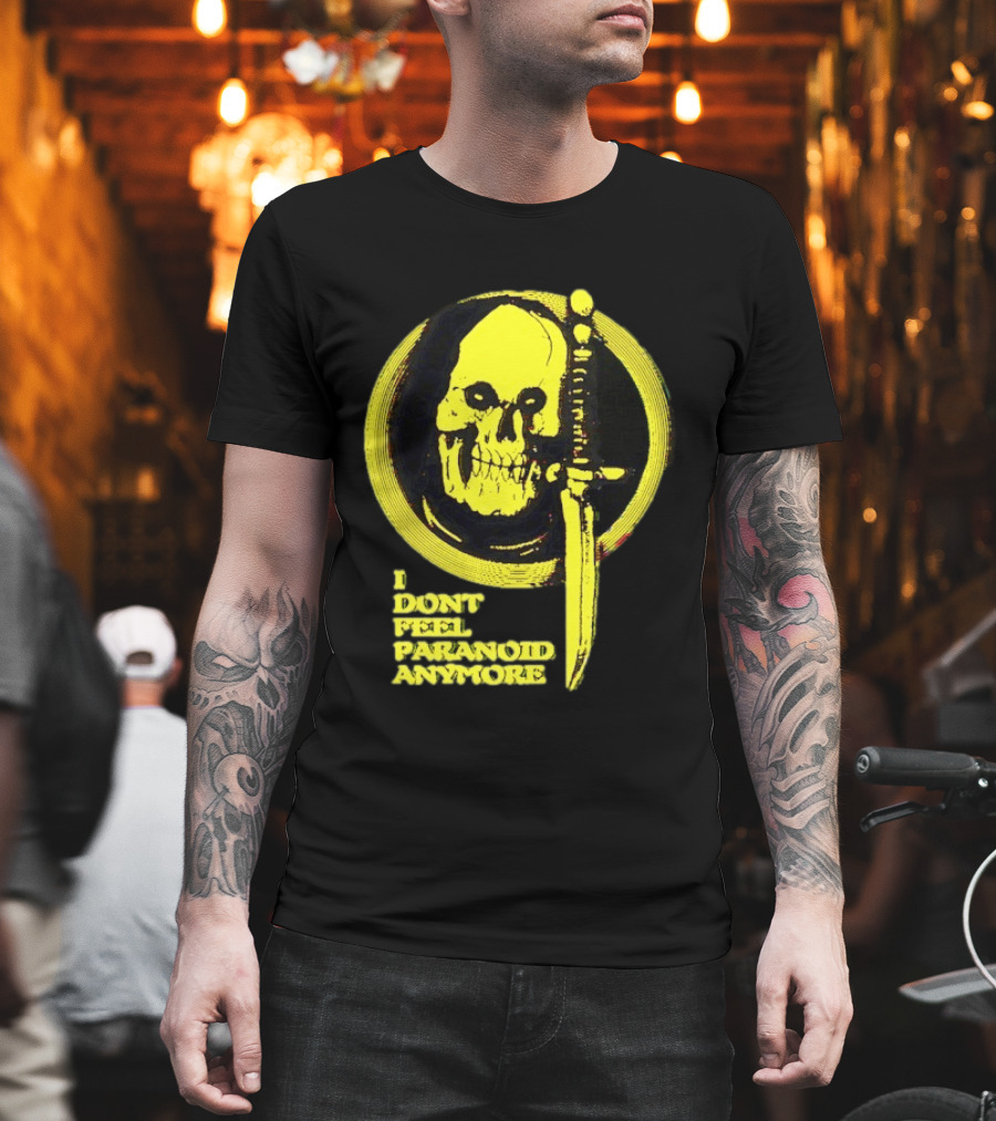 I Don't Feel Paranoid Anymore Skull Dagger Retro Horror Vibe T-Shirt