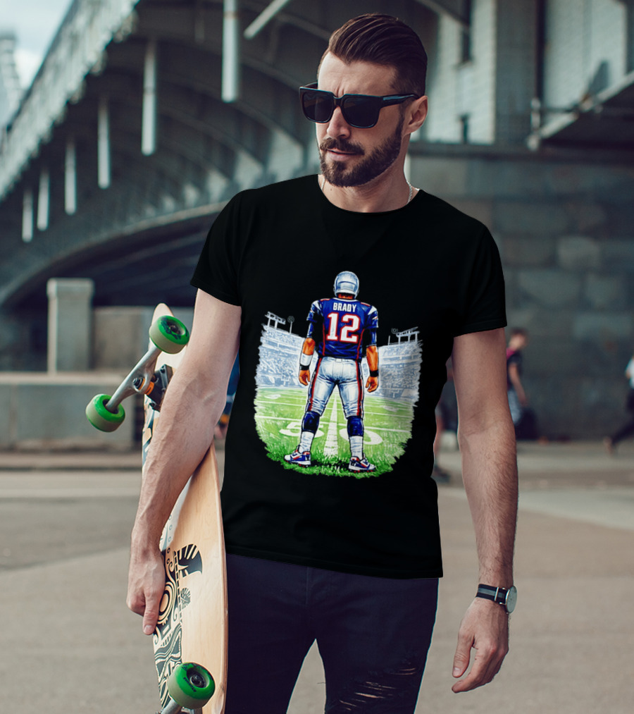 Brady 12 New England Patriots Football Stadium Back View T-Shirt