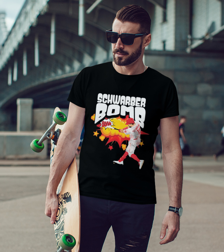 Schwarber Bomb Boom Baseball Philadelphia Phillies Player Action T-Shirt
