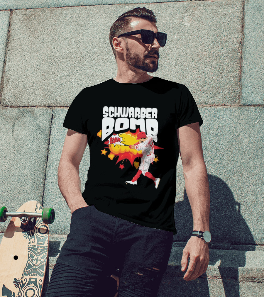 Schwarber Bomb Boom Baseball Philadelphia Phillies Player Action T-Shirt