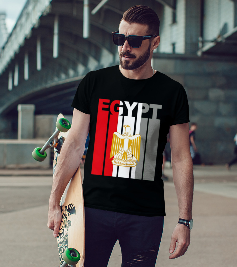 Egypt Flag Colors With Eagle Coat Of Arms T-Shirt