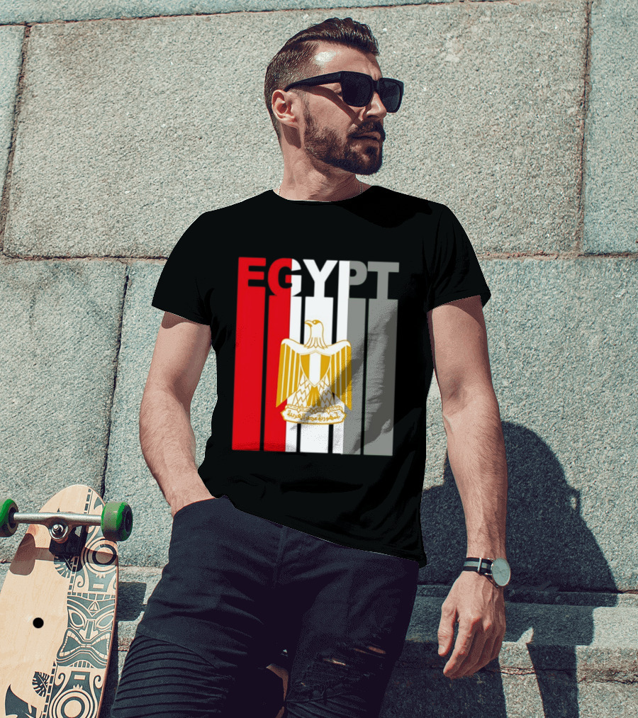 Egypt Flag Colors With Eagle Coat Of Arms T-Shirt