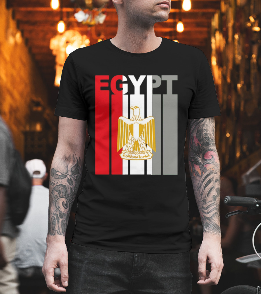 Egypt Flag Colors With Eagle Coat Of Arms T-Shirt