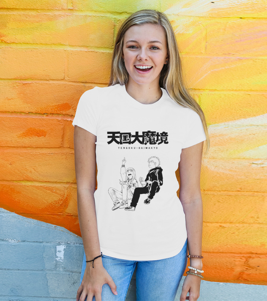 Tengoku Daimakyo Anime Characters Sitting Together Eating T-Shirt