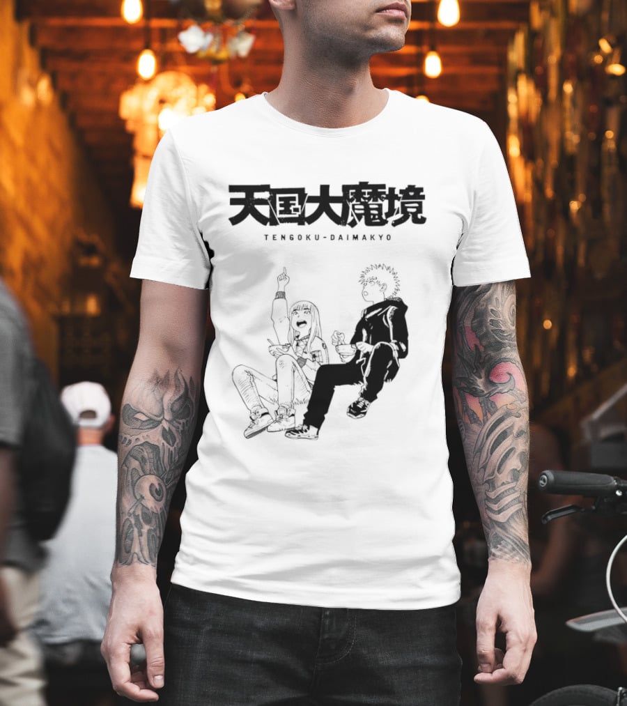 Tengoku Daimakyo Anime Characters Sitting Together Eating T-Shirt