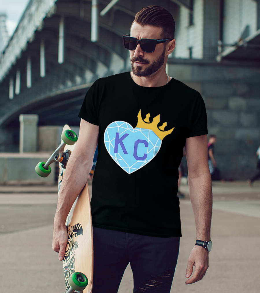 KC Diamond Heart With Golden Crown T-Shirt