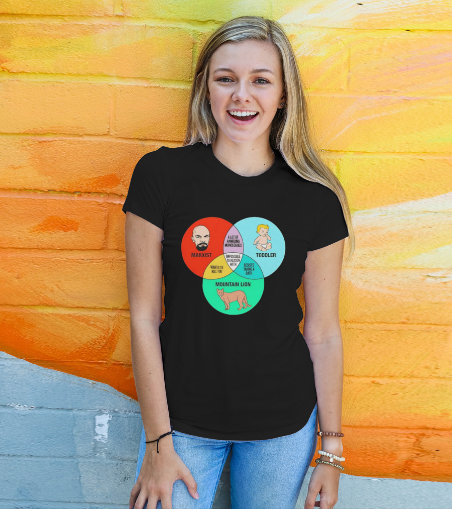 Venn Diagram Humor Marxist Toddler Mountain Lion Impossible To Reason T-Shirt