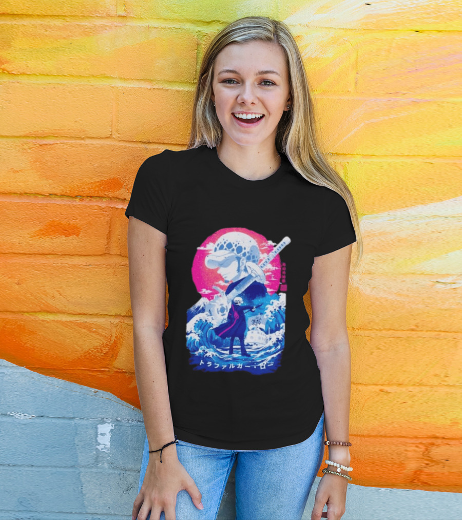 Trafalgar Law One Piece Surgeon Of Death Anime Japanese Text Scenic Waves T-Shirt