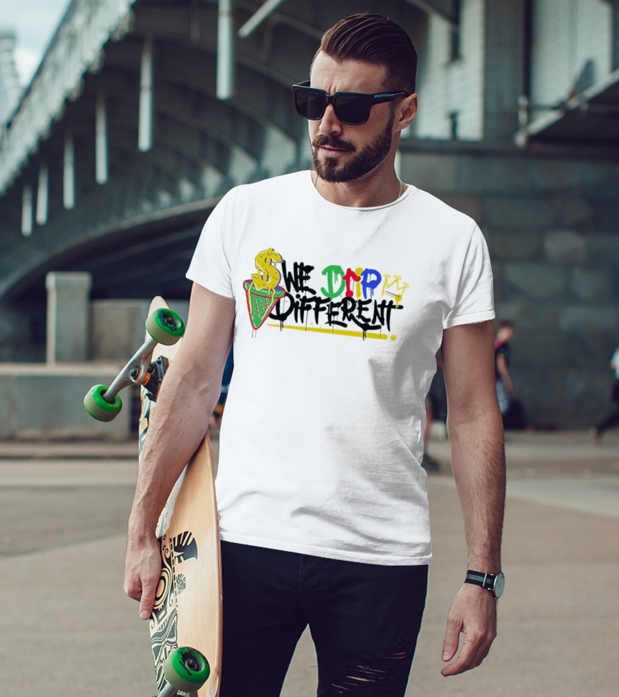 We Drip Different Ice Cream Cone Graffiti Art With Dollar Symbol And Crown T-Shirt