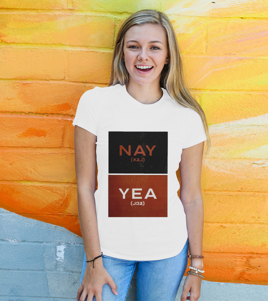 Nay Yea Minimalist Affirmation Negation Optical Illusion T-Shirt