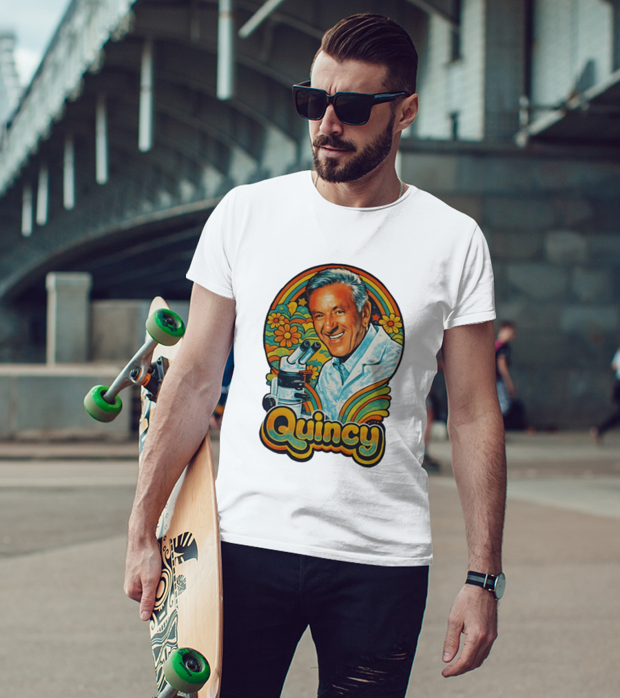 Quincy Scientist Jack Klugman Vintage Retro Flowers And Microscopes T-Shirt