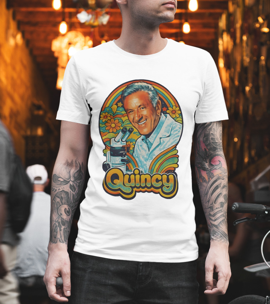 Quincy Scientist Jack Klugman Vintage Retro Flowers And Microscopes T-Shirt