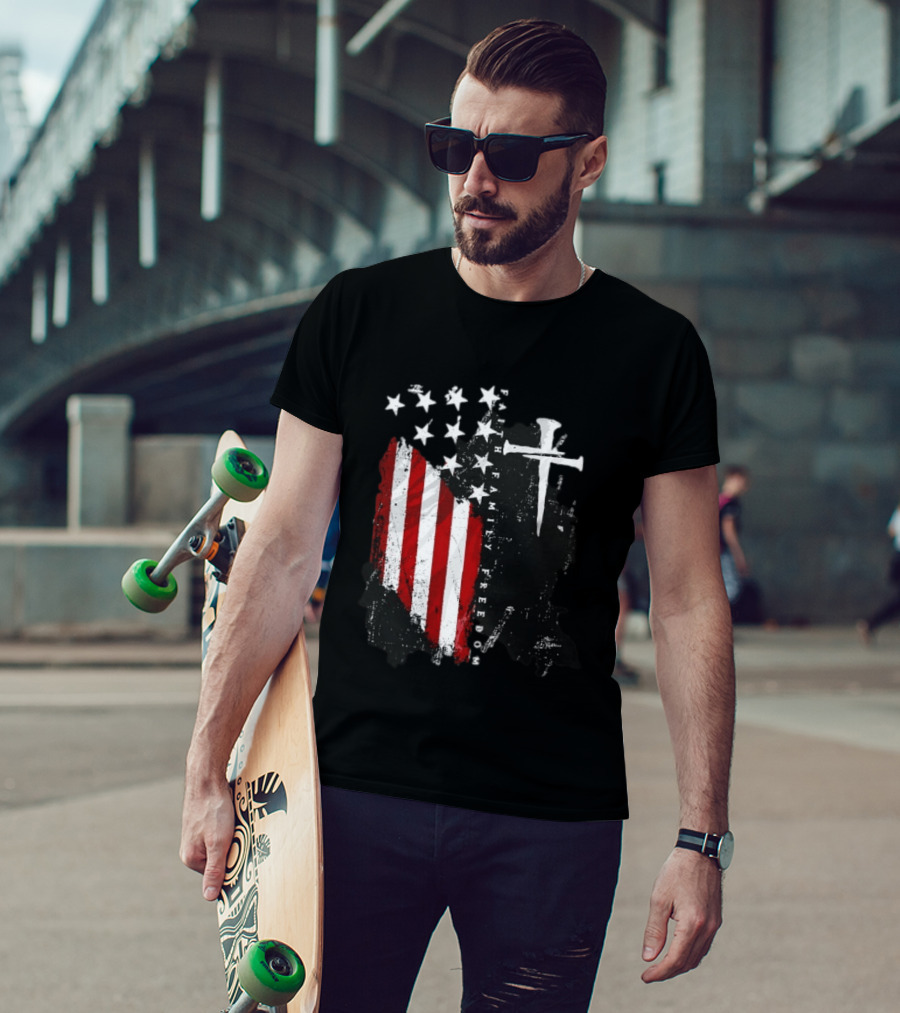Faith Family Freedom Patriotic American Flag Cross T-Shirt