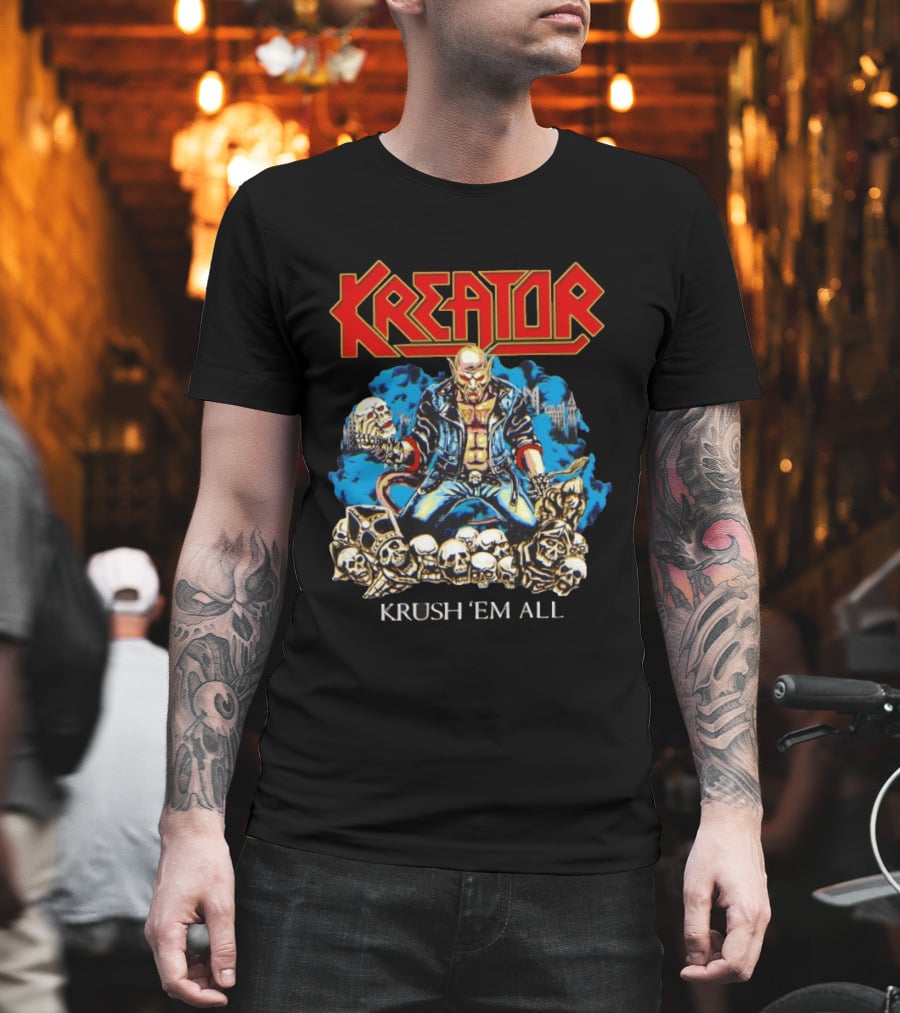 Kreator Krush 'Em All Thrash Metal Skulls And Warrior T-Shirt