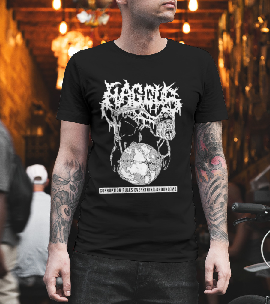 Harcus Grim Reaper Holding Chained Earth Corruption Rules Everything Around Me T-Shirt