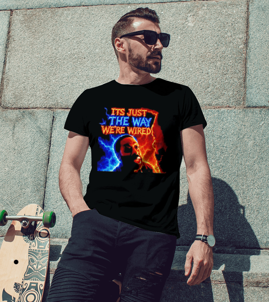 Its Just The Way We're Wired Red And Blue Lightning Face Illusion T-Shirt