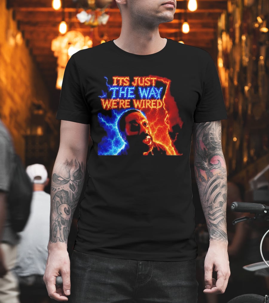 Its Just The Way We're Wired Red And Blue Lightning Face Illusion T-Shirt