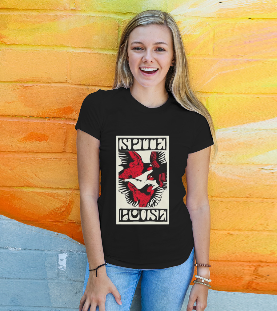 Spite House Bird Artwork With Bold Red And Black T-Shirt
