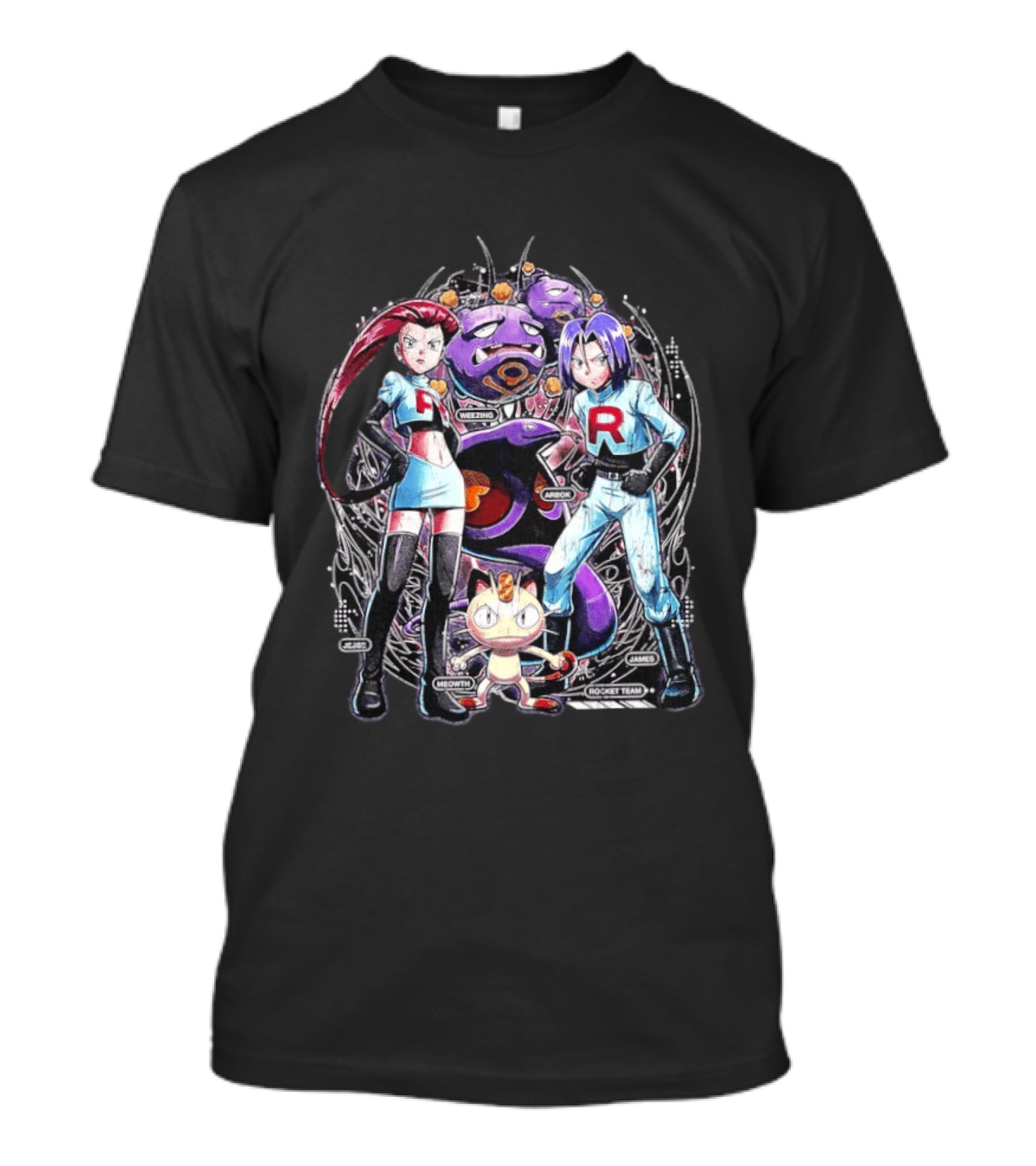Team Rocket Jessie James Meowth Arbok Weezing Rocket Team T-Shirt