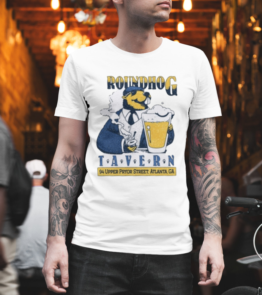 Groundhog Tavern 94 Upper Pryor Street Atlanta GA Vintage Style Beer And Smoke T-Shirt