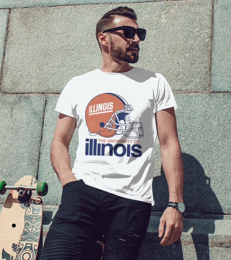 Illinois Football Helmet University Of Illinois Team Spirit T-Shirt