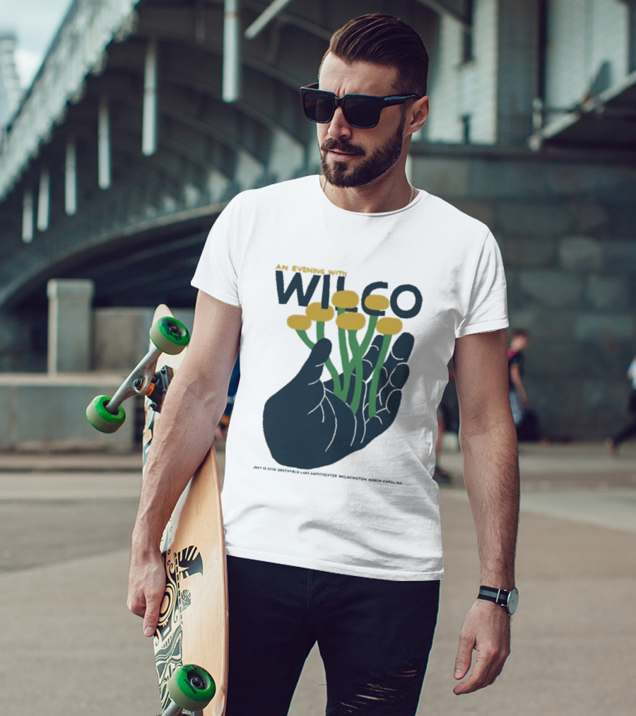 An Evening With Wilco Greenfield Lake Amphitheater 7 13 26 Wilmington NC Hand Flowers T-Shirt