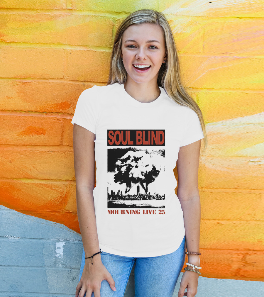 Soul Blind Mourning Live 25 Mushroom Cloud Explosion Over City Skyline T-Shirt