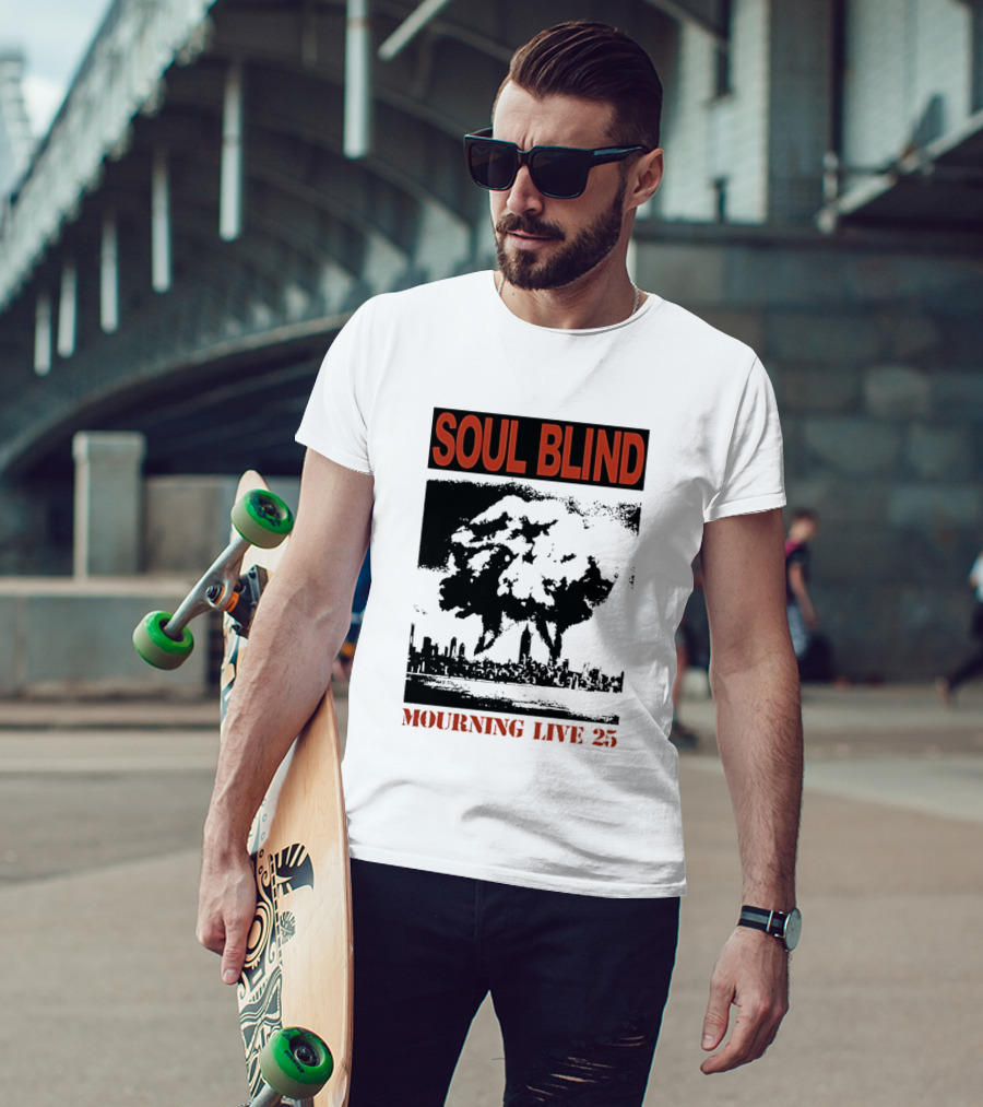 Soul Blind Mourning Live 25 Mushroom Cloud Explosion Over City Skyline T-Shirt