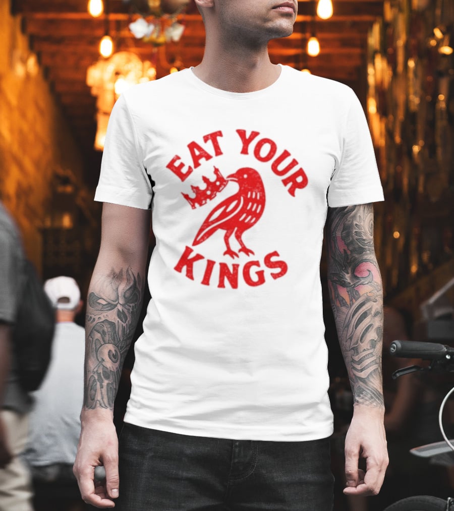 Eat Your Kings Raven With Crown Gothic Crow T-Shirt