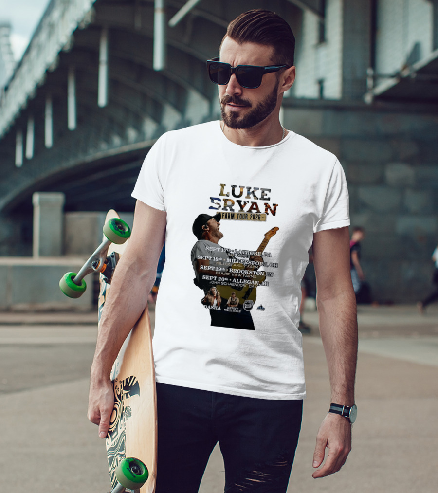 Luke Bryan Farm Tour 2026 Latrobe Millersport Brookston Allegan Dasha Kenny Whitmire T-Shirt
