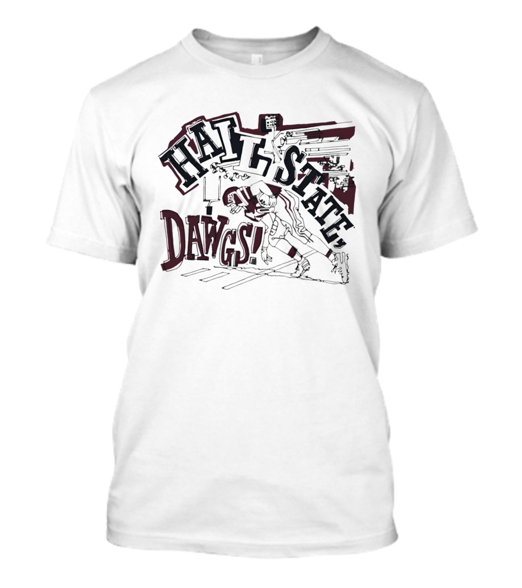 Hail State Dawgs Mississippi State Football Action Player T-Shirt