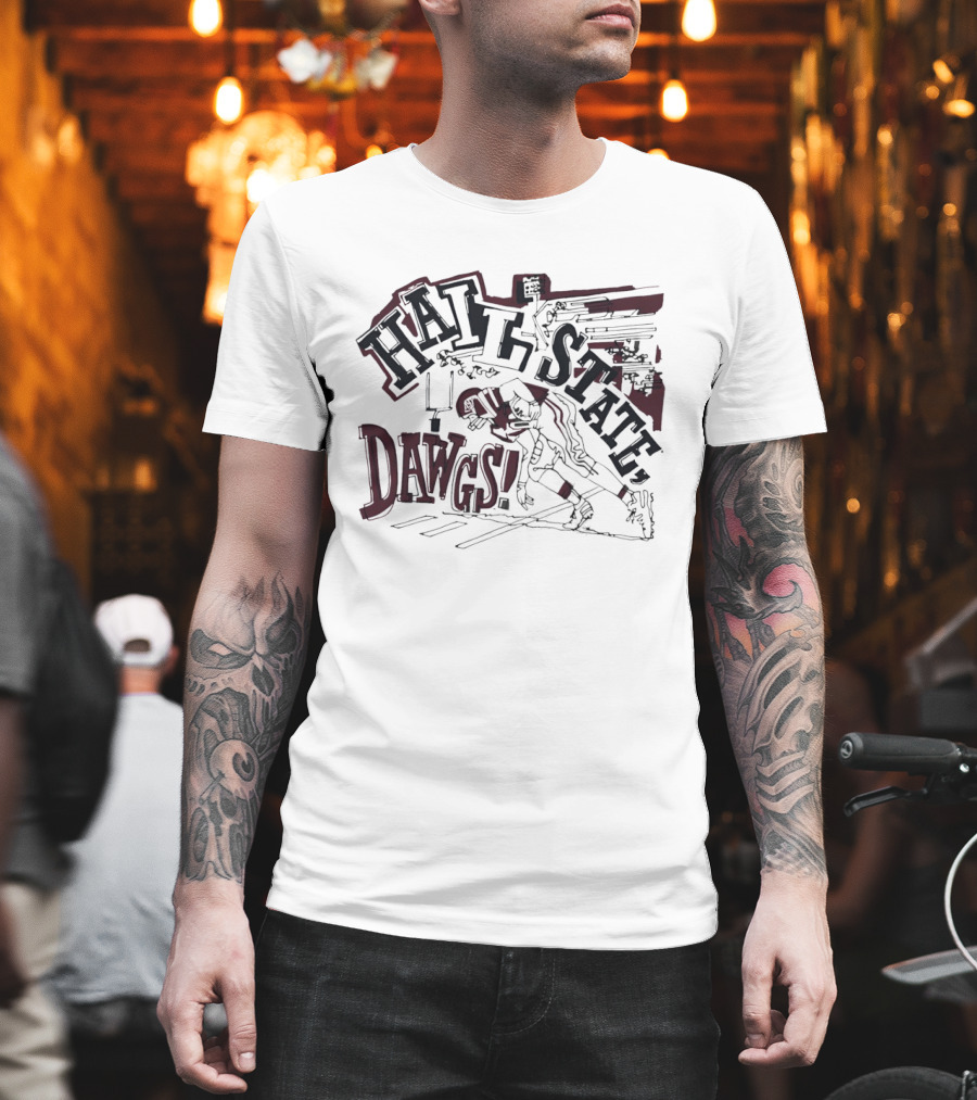 Hail State Dawgs Mississippi State Football Action Player T-Shirt