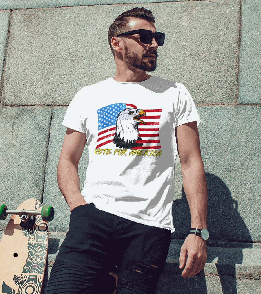 Vote For America Bald Eagle American Flag Stars And Stripes T-Shirt