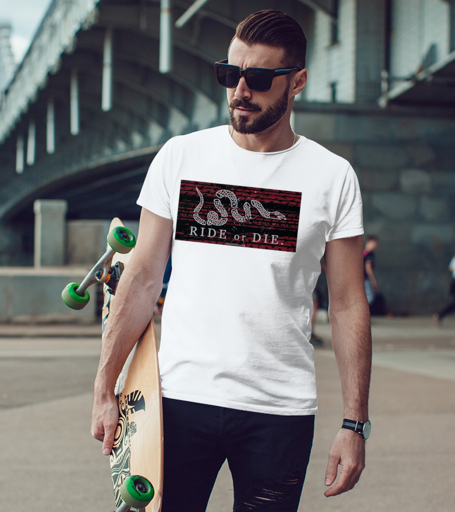 Ride Or Die Coiled Snake Tire Tread Grunt T-Shirt
