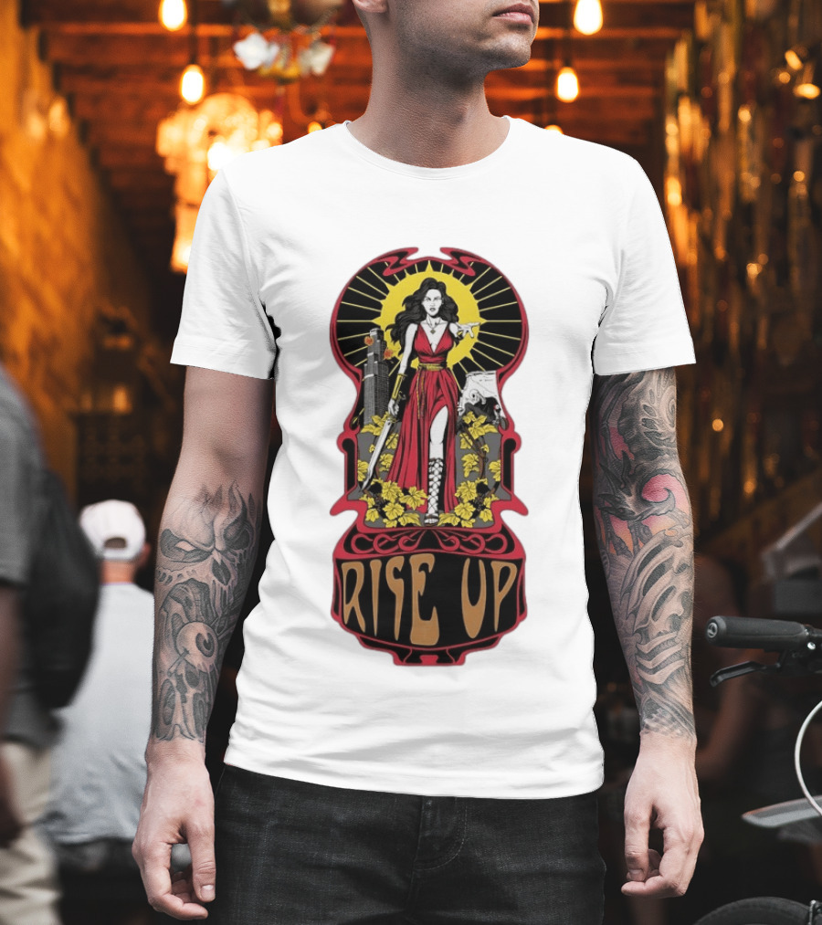 Rise Up Empowerment Resistance Activism Art Deco Warrior Woman T-Shirt