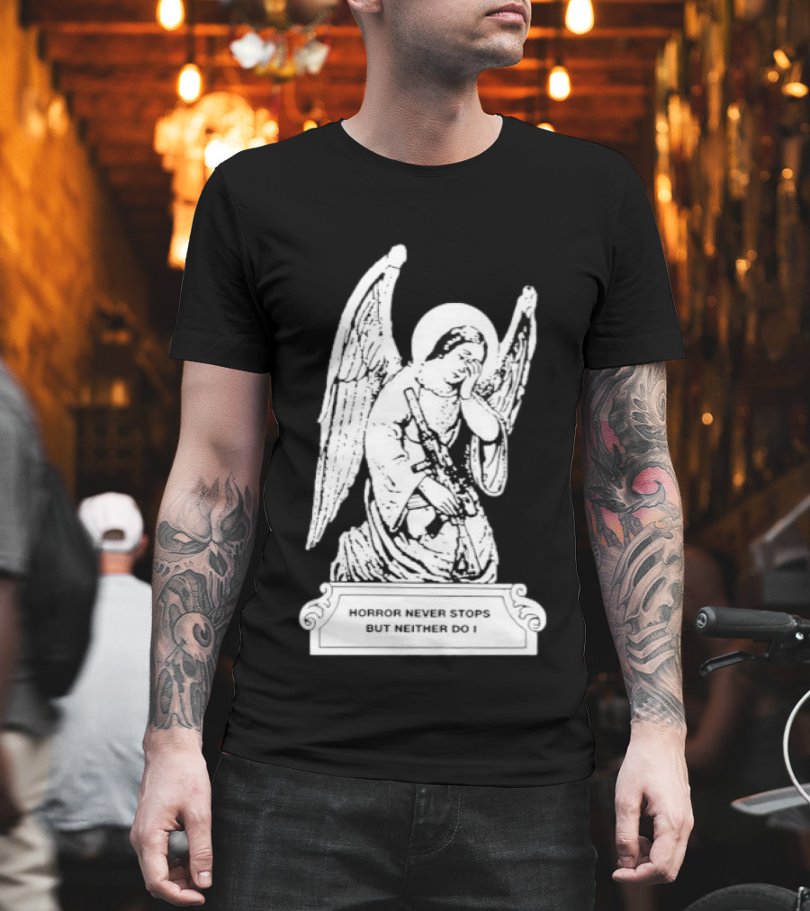 Horror Never Stops Angel With Rifle Resilience T-Shirt